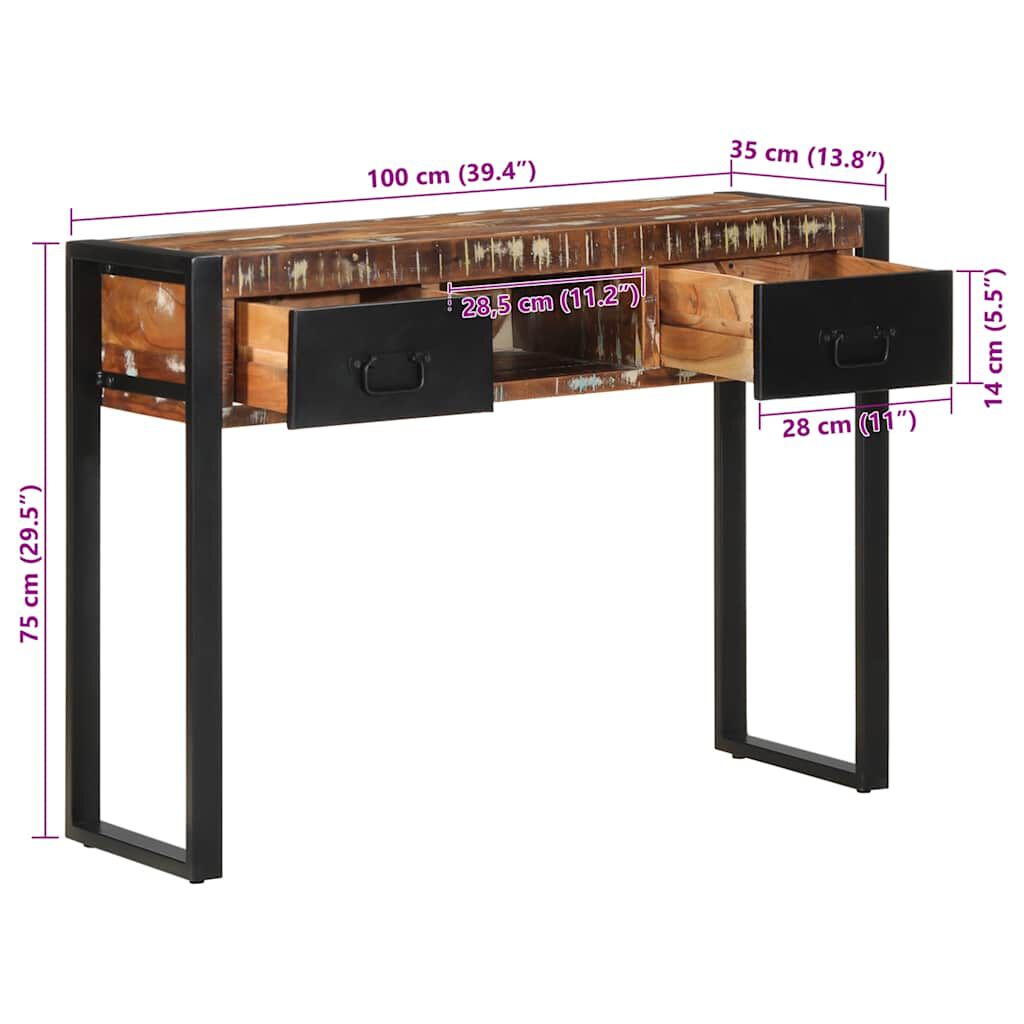 vidaXL Τραπέζι κονσόλας Πολύχρωμο 100x35x75 cm Στερεό ξύλο ανακτημένο