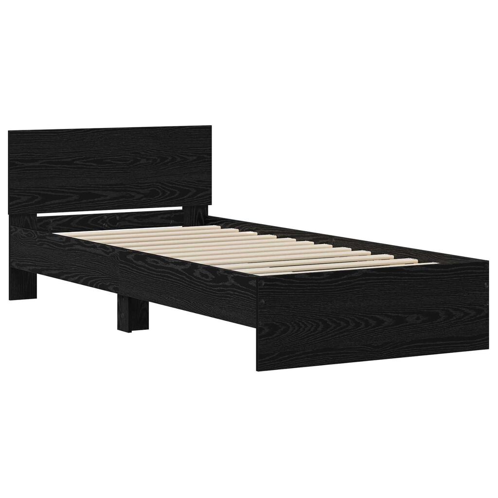 vidaXL Κρεβάτι με Υποκείμενο Μαύρη Δρυς 90x200 cm Επεξεργασμένο Ξύλο