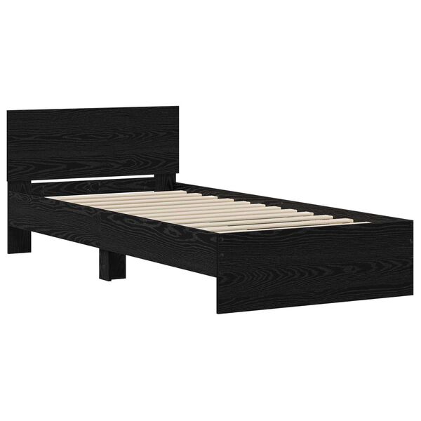 vidaXL Κρεβάτι με Υποκείμενο Μαύρη Δρυς 90x200 cm Επεξεργασμένο Ξύλο
