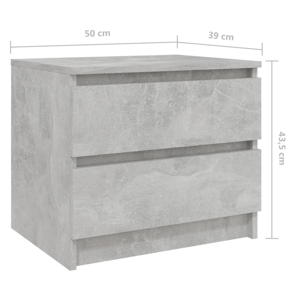 vidaXL Κομοδίνο Γκρι Σκυροδ. 50 x 39 x 43,5 εκ. από Επεξ. Ξύλο