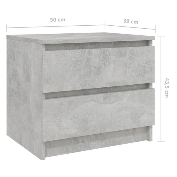 vidaXL Κομοδίνο Γκρι Σκυροδ. 50 x 39 x 43,5 εκ. από Επεξ. Ξύλο