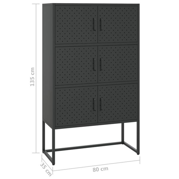 vidaXL Ντουλάπι Μαύρο 80 x 35 x 135 εκ. από Ατσάλι