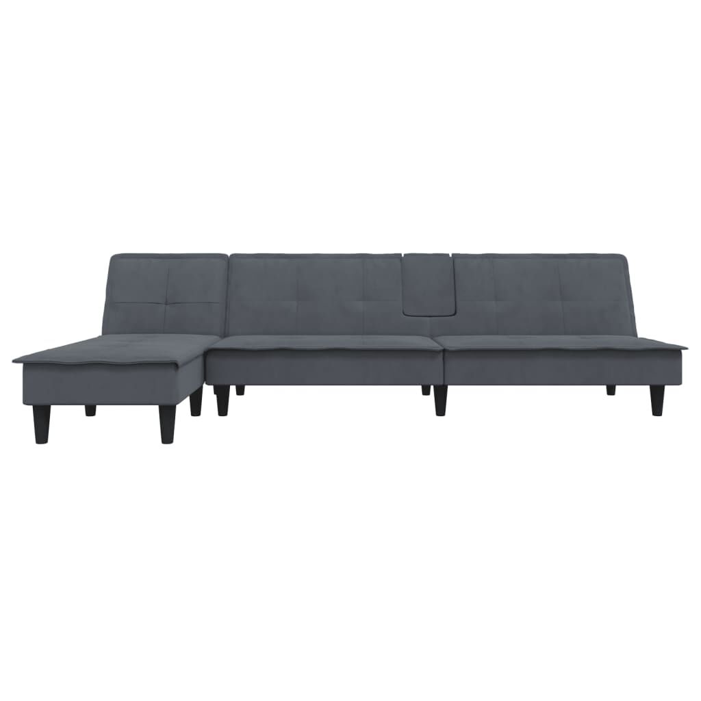 vidaXL Καναπές Κρεβάτι Γωνιακός Σκ. Γκρι 255 x 140 x 70 εκ. Βελούδινος