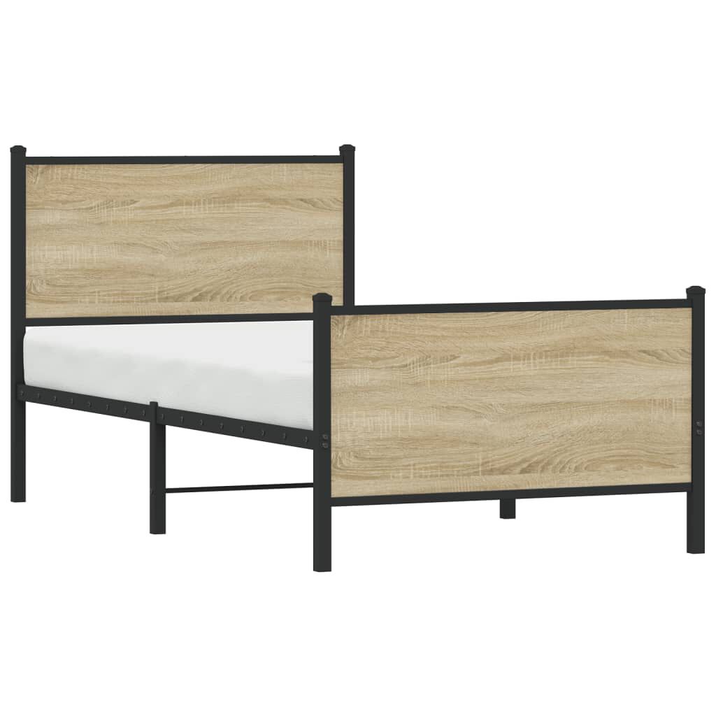 vidaXL Σκελετός Κρεβ. Χωρίς Στρώμα Sonoma Δρυς 80x200 εκ. Μεταλλικό