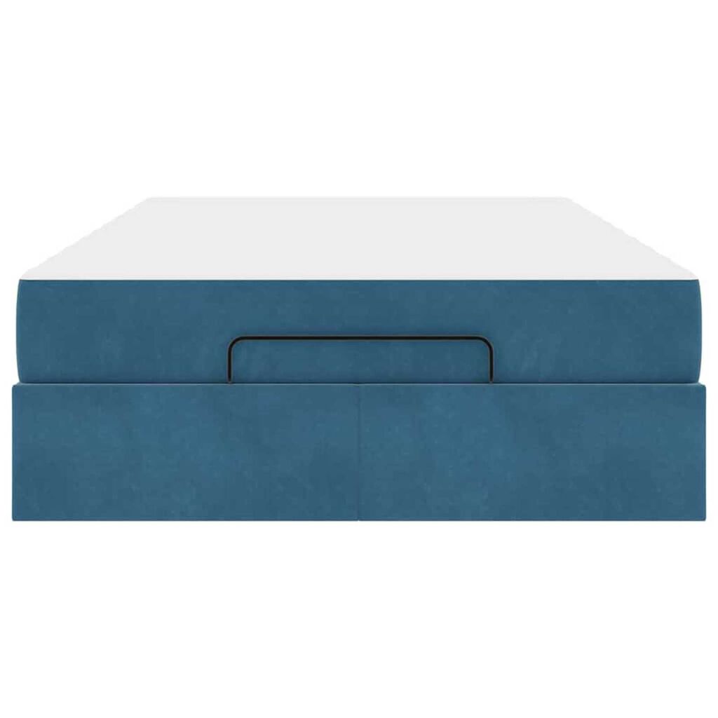 vidaXL Σκελετός Κρεβατιού με στρώμα Μπλε 140 x 190 cm Βελούδο