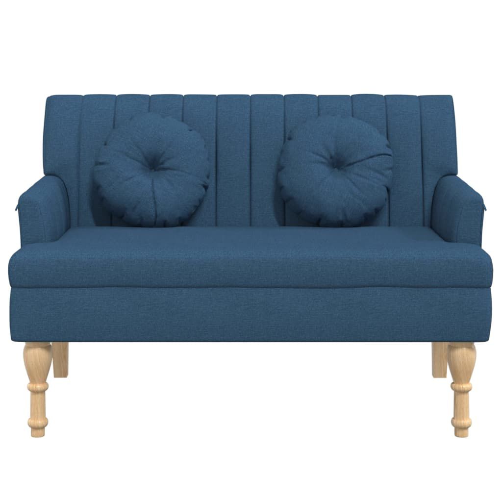 vidaXL Παγκάκι Μπλε 113 x 64,5 x 75,5 εκ. Υφασμάτινο με Μαξιλάρια