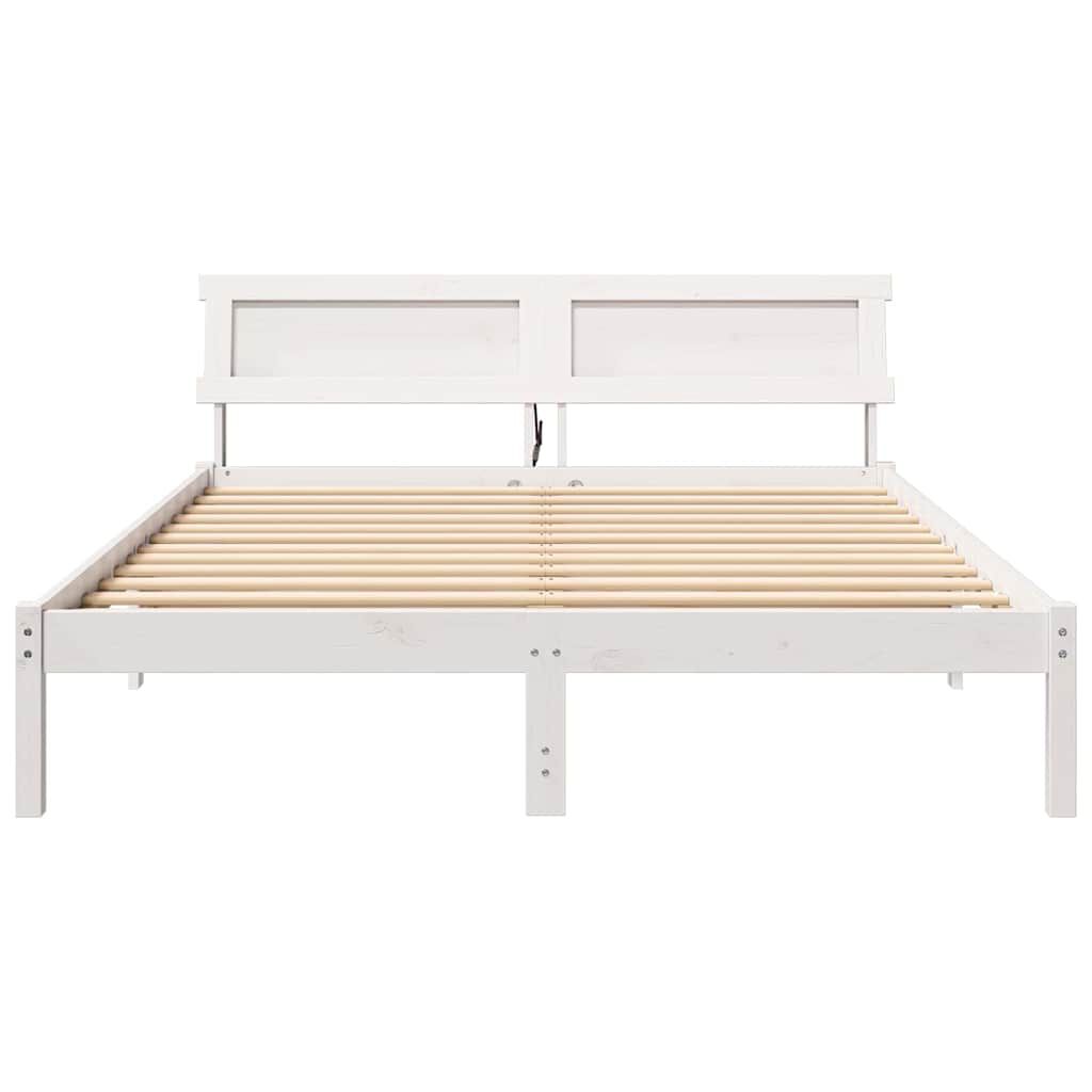 vidaXL Σκελετός Κρεβατιού Λευκό 140 x 200 cm Μασίφ ξύλο πεύκου