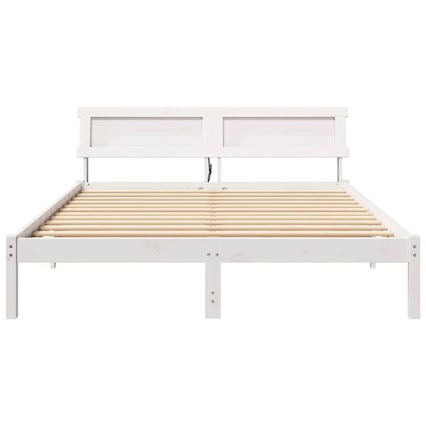 vidaXL Σκελετός Κρεβατιού Λευκό 140 x 200 cm Μασίφ ξύλο πεύκου