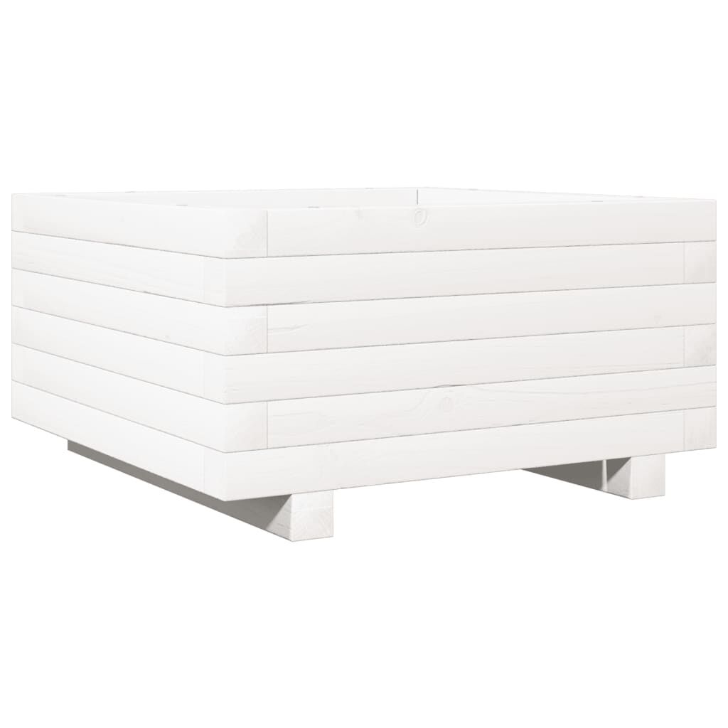 vidaXL Ζαρντινιέρα Κήπου Λευκή 50x50x26,5 εκ. από Μασίφ Ξύλο Πεύκου