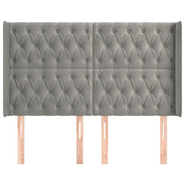 vidaXL Κεφαλάρι με Πτερύγια Ανοιχτό Γκρι 163x16x118/128 εκ. Βελούδινο