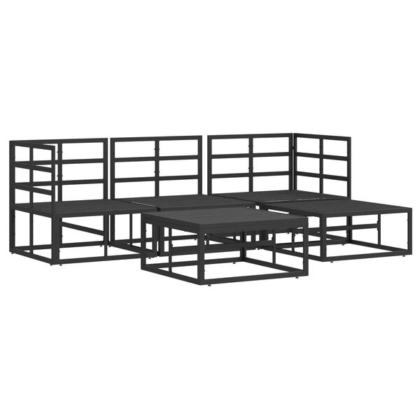 vidaXL Σετ Καναπέ Κήπου 5 pcs Μαύρο 213 x 141.5 x 71 εκ Αλουμίνιο