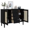 vidaXL Μπουφές SENJA Μαύρο / Ρατάν 112 x 40 x 80 εκ. Μασίφ Ξύλο Πεύκου