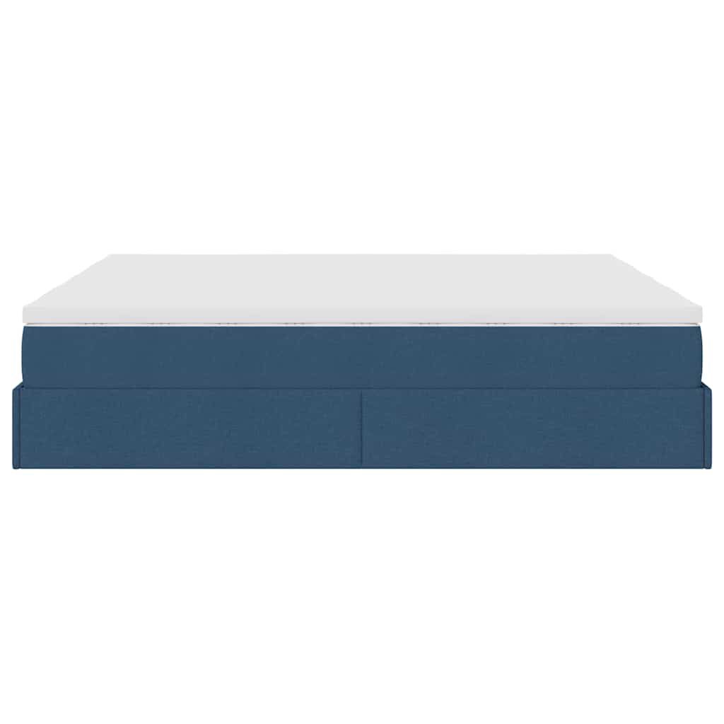 vidaXL Οθωμανικό κρεβάτι με στρώματα μπλε 180x200cm ύφασμα