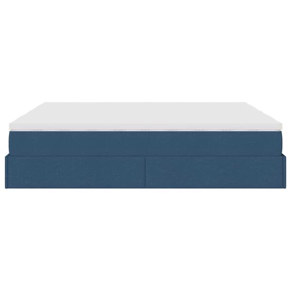 vidaXL Οθωμανικό κρεβάτι με στρώματα μπλε 180x200cm ύφασμα