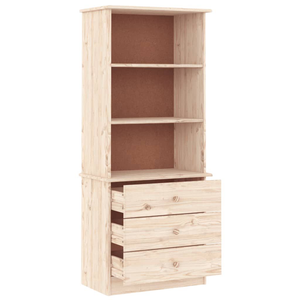 vidaXL Βιβλιοθήκη με Συρτάρια ALTA 60x35x142 εκ. Μασίφ Ξύλο Πεύκου