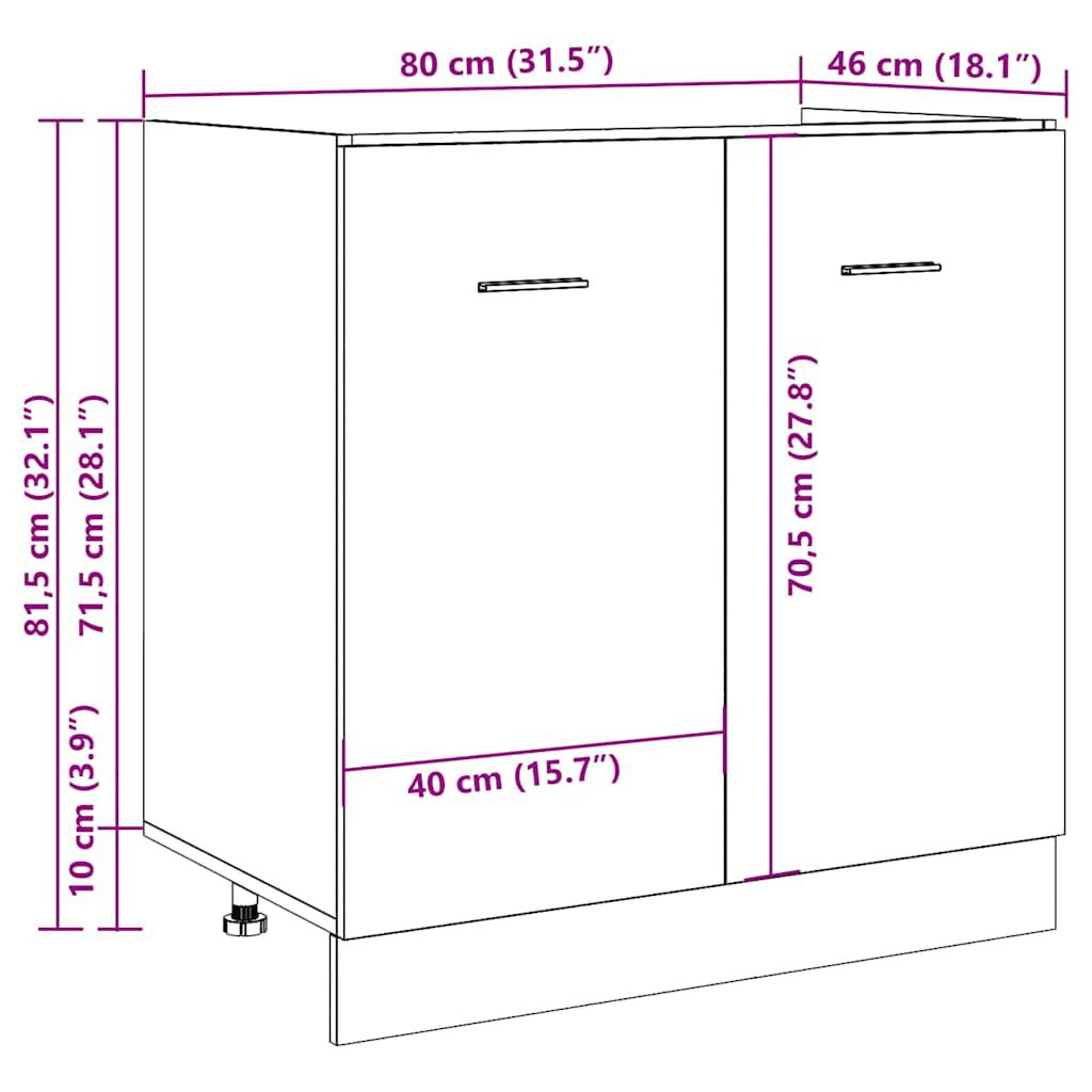 vidaXL Ντουλάπι Νεροχύτη Lyon Γκρι Σκυροδέματος 80x46x81,5εκ.