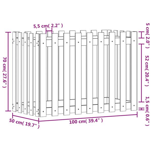 vidaXL Ζαρντινιέρα Υπερυψωμένη Φράχτης 100x50x70 εκ Μασίφ Ψευδοτσούγκα