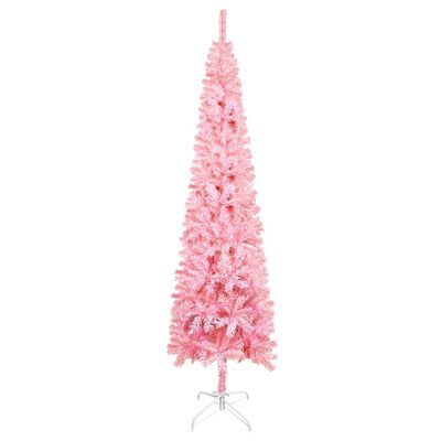 vidaXL Χριστουγεννιάτικο Δέντρο Προφωτ. Slim με Μπάλες Ροζ 120 εκ.
