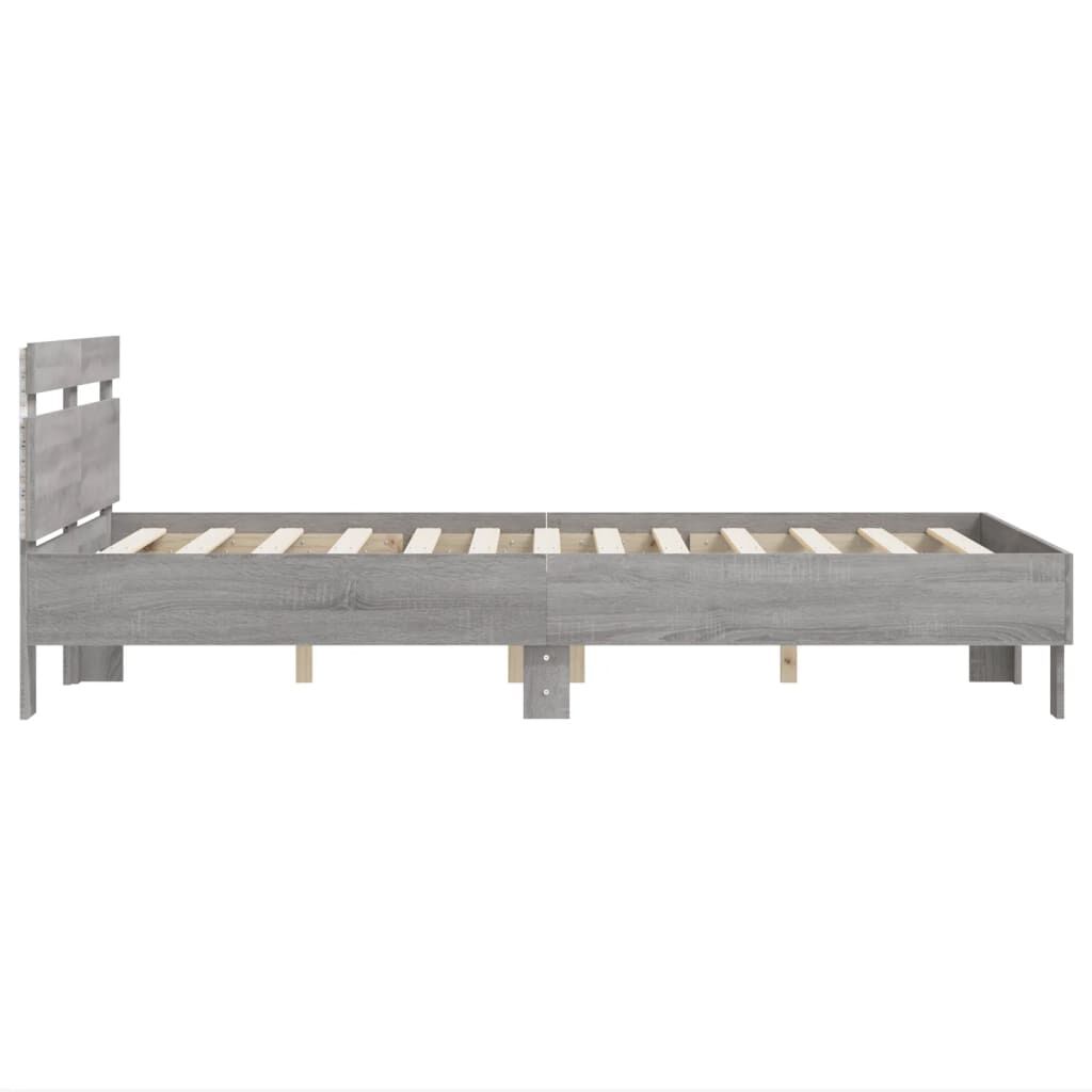 vidaXL Πλαίσιο Κρεβατιού με Κεφαλάρι/LED Γκρι Sonoma 120x190 εκ.