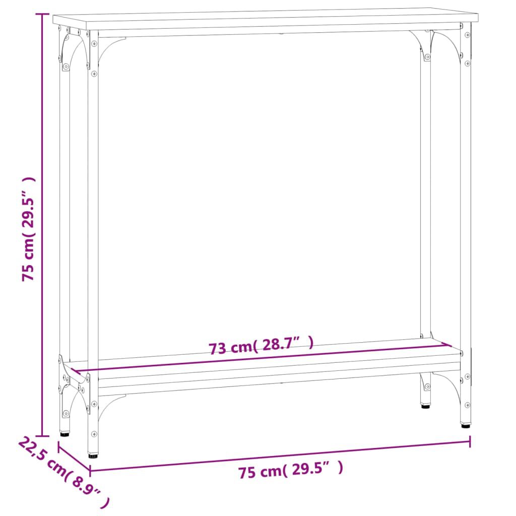vidaXL Τραπέζι Κονσόλα Καπνιστή Δρυς 75x22,5x75 εκ. Επεξεργ. Ξύλο