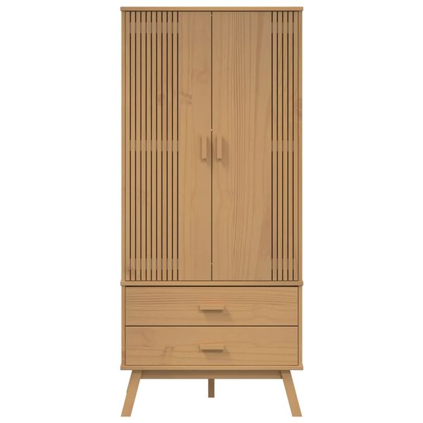 vidaXL Ντουλάπα OLDEN Καφέ 76,5 x 53 x 172 εκ. από Μασίφ Ξύλο Πεύκου