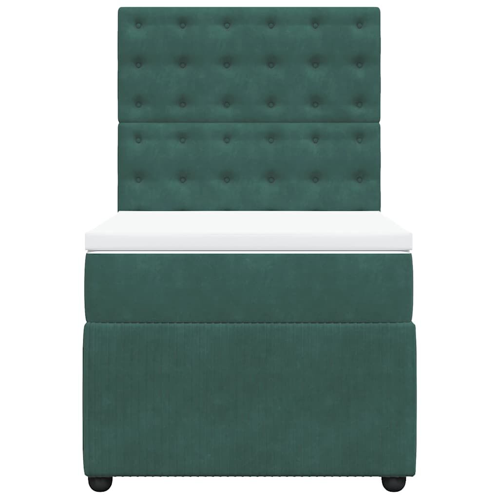 vidaXL Κρεβάτι Boxspring με Στρώμα Σκούρο Πράσινο 80x200 εκ. Βελούδινο
