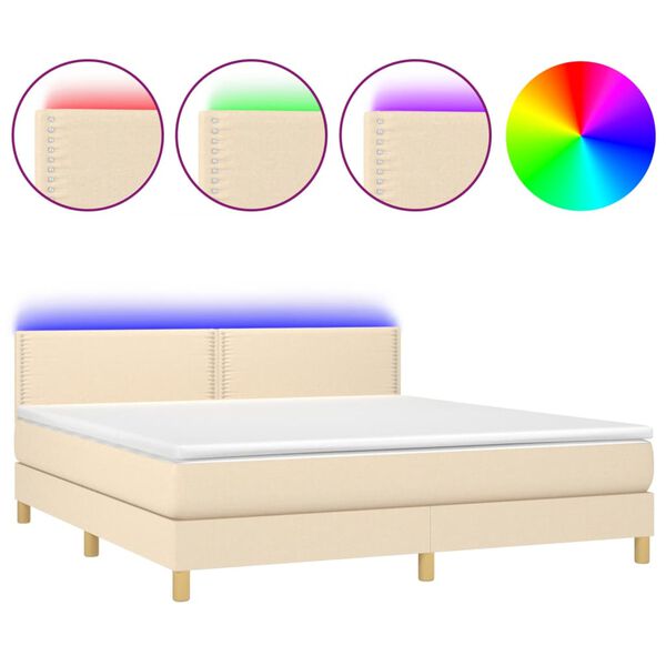 vidaXL &Kappa;&rho;&epsilon;&beta;ά&tau;&iota; Boxspring &mu;&epsilon; &Sigma;&tau;&rho;ώ&mu;&alpha; & LED &Kappa;&rho;&epsilon;&mu; 160x200 &epsilon;&kappa;. &Upsilon;&phi;&alpha;&sigma;&mu;ά&tau;&iota;&nu;&omicron;