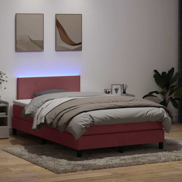 vidaXL &Kappa;&rho;&epsilon;&beta;ά&tau;&iota; Boxspring &mu;&epsilon; &Sigma;&tau;&rho;ώ&mu;&alpha; & LED &rho;&omicron;&zeta; 120x220 cm &Beta;&epsilon;&lambda;&omicron;ύ&delta;&iota;&nu;&omicron;