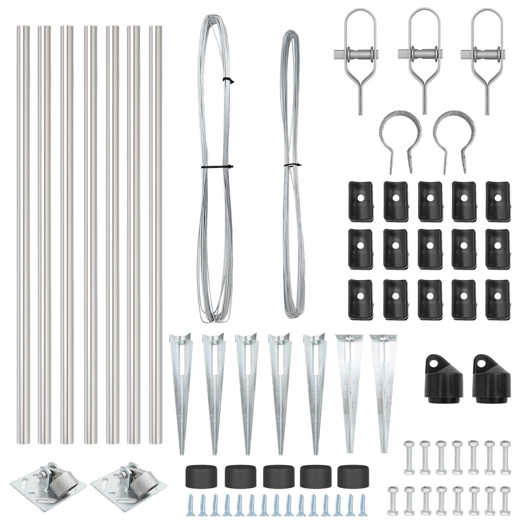 vidaXL Πό posts φράχτη 7 pcs Ασημί Ø32mm 60 εκ Γαλβανισμένος χάλυβας
