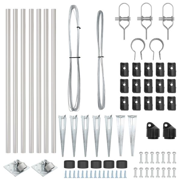 vidaXL Πό posts φράχτη 7 pcs Ασημί Ø32mm 60 εκ Γαλβανισμένος χάλυβας