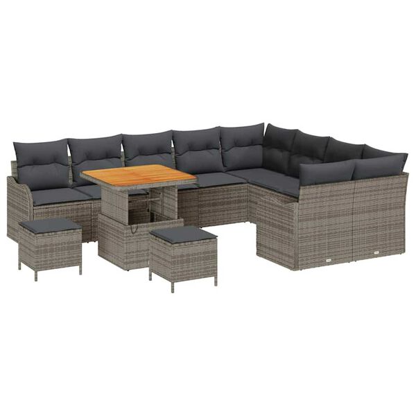vidaXL Σετ Καναπέ Κήπου 12 pcs Γκρι συνθετικό ρατάν