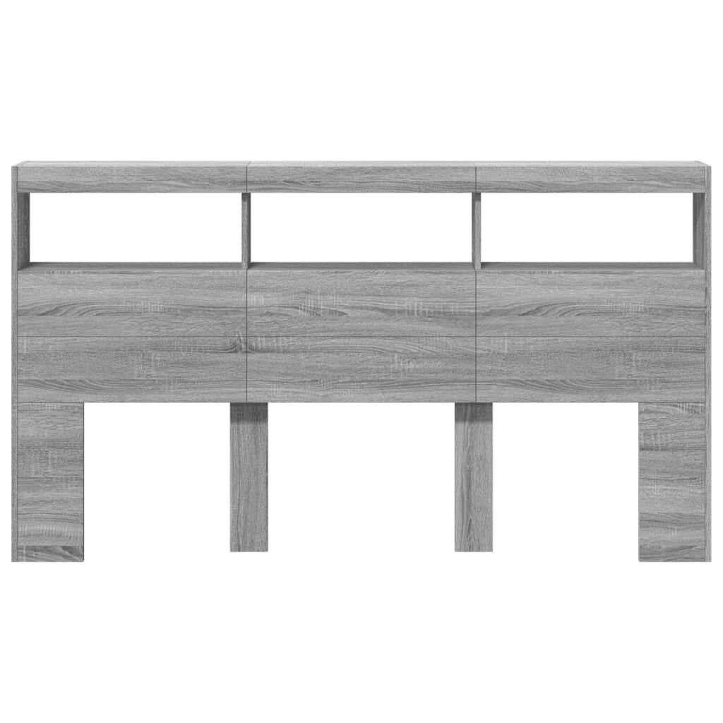 vidaXL Κεφαλάρι με Αποθηκ. Χώρο & LED Γκρι Sonoma 180x17x102 εκ.