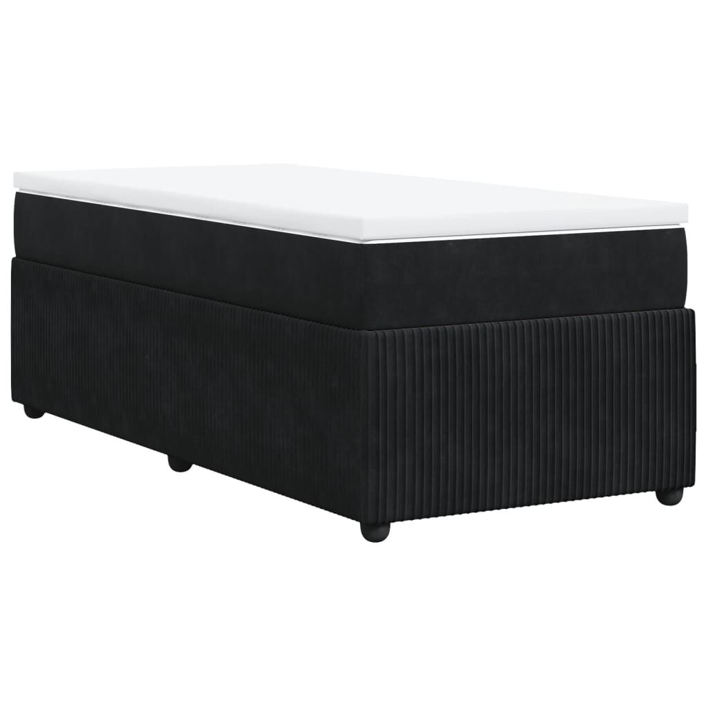 vidaXL Κρεβάτι Boxspring με Στρώμα Μαύρο 90x200 εκ. Βελούδινο