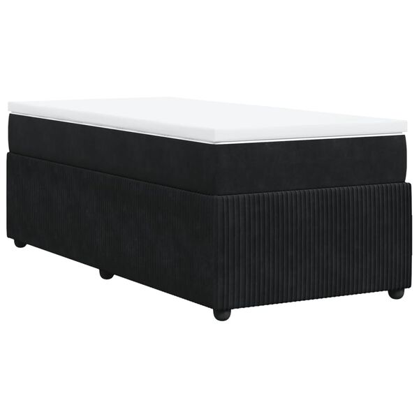 vidaXL Κρεβάτι Boxspring με Στρώμα Μαύρο 90x200 εκ. Βελούδινο