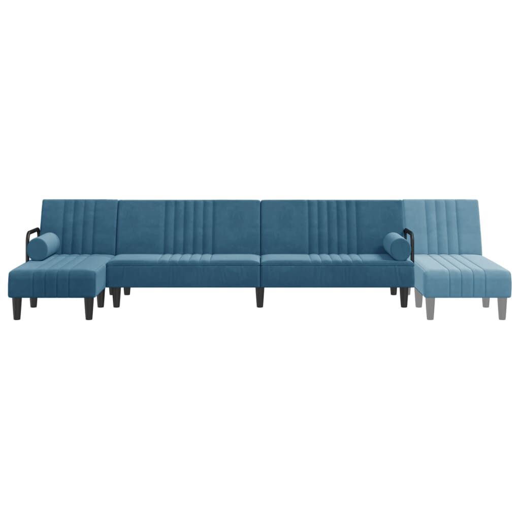 vidaXL Καναπές Κρεβάτι Γωνιακός Μπλε 260 x 140 x 70 εκ. Βελούδινος