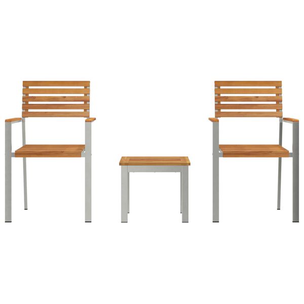 vidaXL Σέτ φαγητού για κήπο 3 pcs Καφέ Μασίφ ξύλο teak