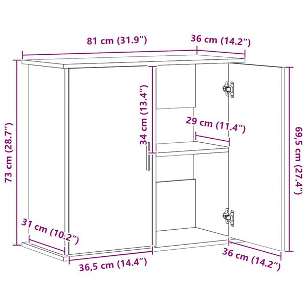 vidaXL Βάση Ενυδρείου Sonoma Δρυς 81x36x73 εκ. από Επεξεργασμένο Ξύλο