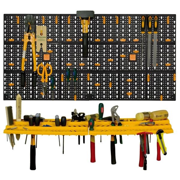 vidaXL Πλάτη Εργαλείων με 50 Γάντζους 500 x 1000 χιλ. Πολυπροπυλένιο