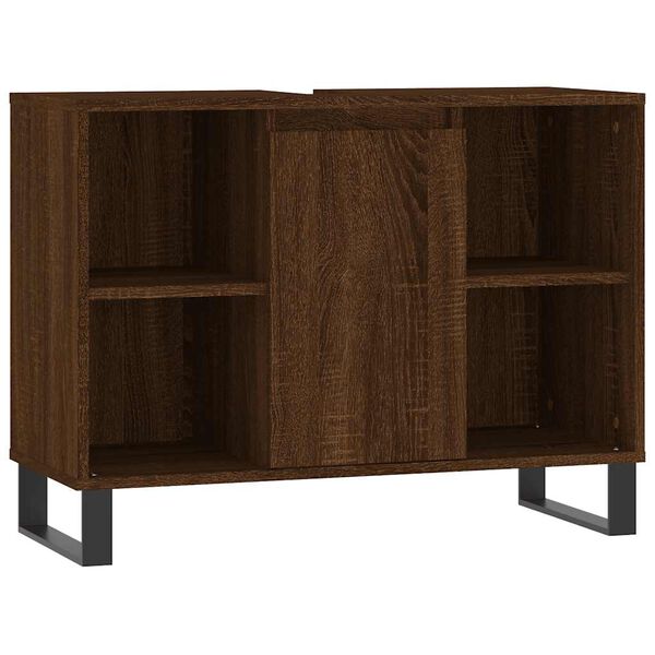 vidaXL Ντουλάπι Μπάνιου Καφέ Δρυς 80 x 33 x 60 εκ. Επεξεργασμένο Ξύλο