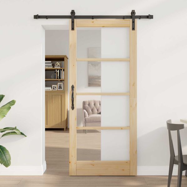 vidaXL Συρόμενη Πόρτα ORKDAL Καφέ 86 x 198.5 cm Ξύλο και μέταλλο