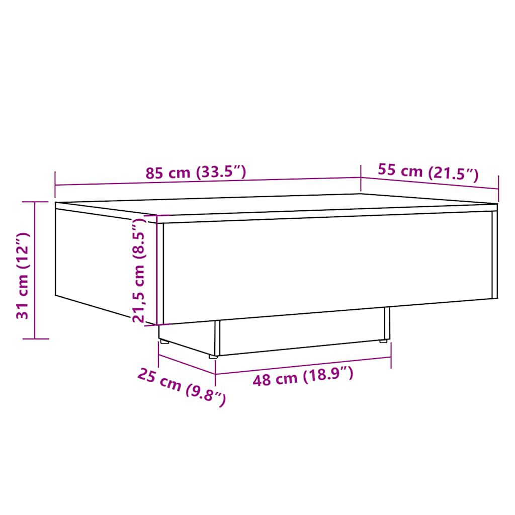 vidaXL Τραπεζάκι Σαλονιού Παλιό Ξύλο 85 x 55 x 31 εκ. από Μοριοσανίδα
