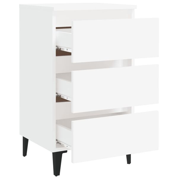vidaXL Κομοδίνο Λευκό 40 x 35 x 69 εκ. με Μεταλλικά Πόδια