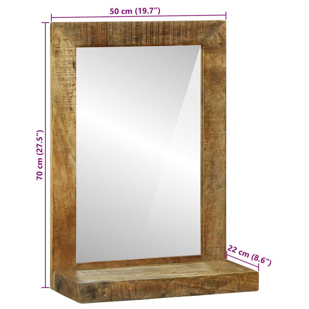 vidaXL Καθρέφτης Μπάνιου Καφέ 50 x 22 x 70 εκ Στερεό άγριο ξύλο μάνγκο