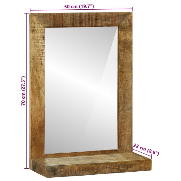 vidaXL Καθρέφτης Μπάνιου Καφέ 50 x 22 x 70 εκ Στερεό άγριο ξύλο μάνγκο