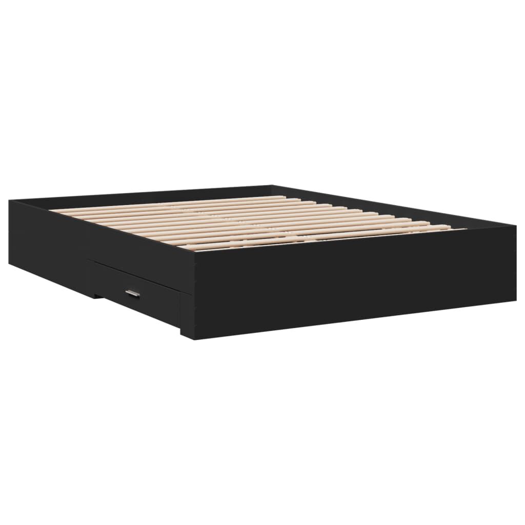 vidaXL Πλαίσιο Κρεβατιού με Συρτάρια Μαύρο 160x200 εκ Επεξεργ. Ξύλο