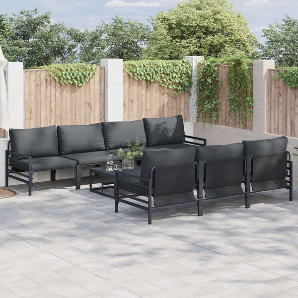 vidaXL Σετ Καναπέ Κήπου με μαξιλάρι με μαξιλάρι 8 pcs Ανθρακί 70 x 70.5 x 31.5 εκ