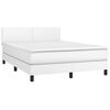 vidaXL Κρεβάτι Boxspring με Στρώμα & LED Λευκό 140x200 εκ. Συνθ. Δέρμα