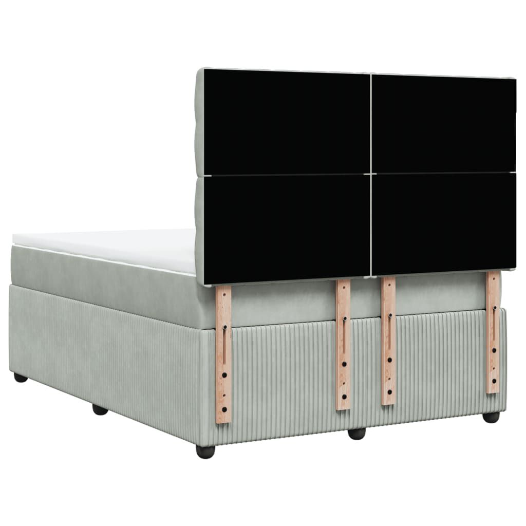 vidaXL Κρεβάτι Boxspring με Στρώμα Ανοιχτό Γκρι 140x200 εκ. Βελούδινο