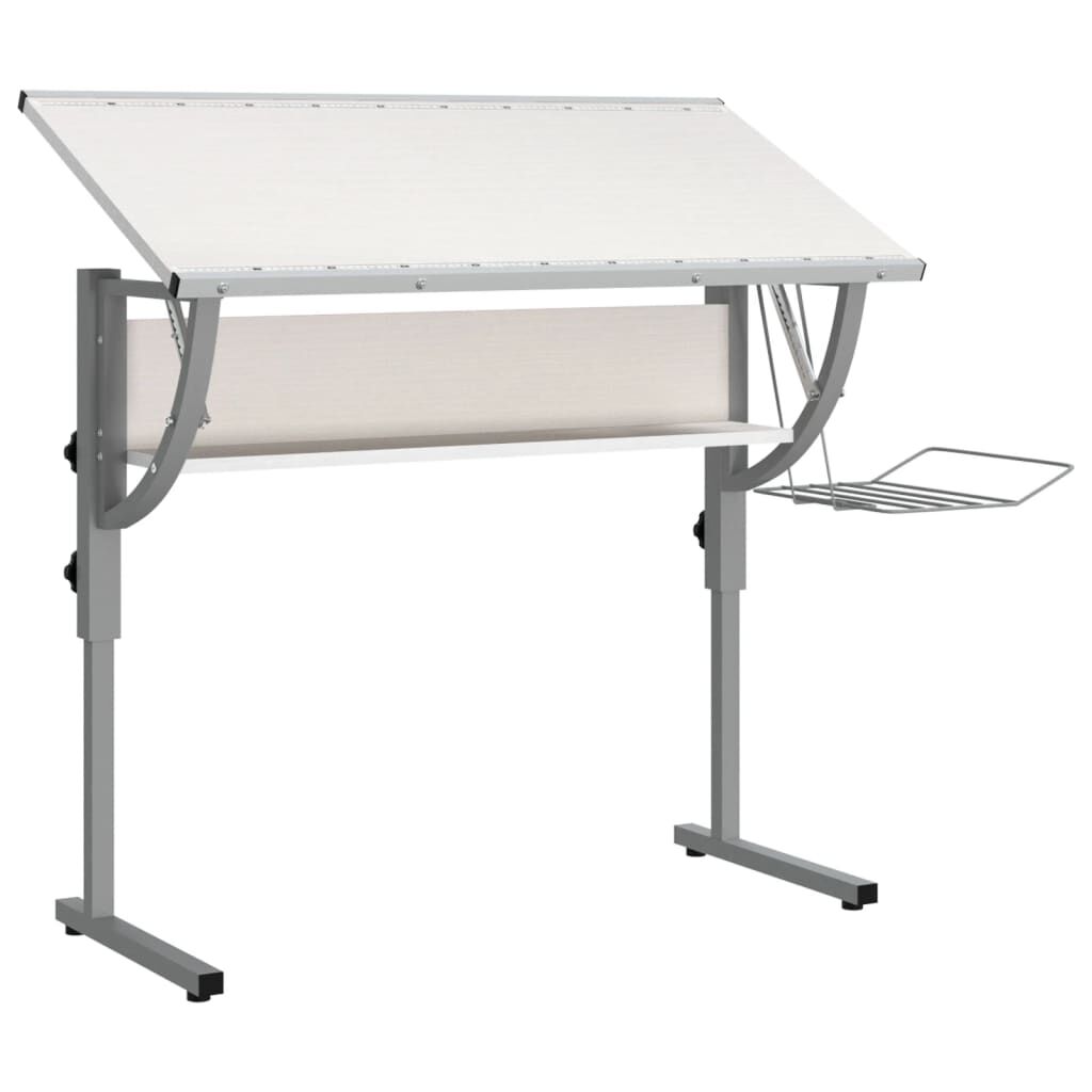 vidaXL Γραφείο Χειροτ. Λευκό/Γκρι 110x53x(58-87) εκ. Επ. Ξύλο&Ατσάλι