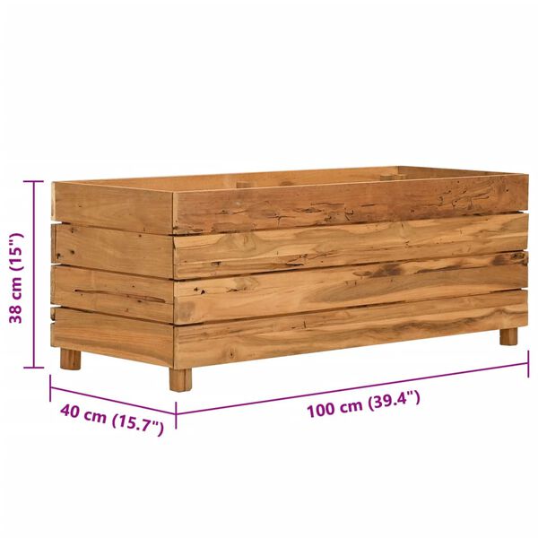 vidaXL Ζαρντινιέρα Υπερυψωμένη 100x40x38 εκ. Ανακυκλ. Ξύλο Teak/Ατσάλι